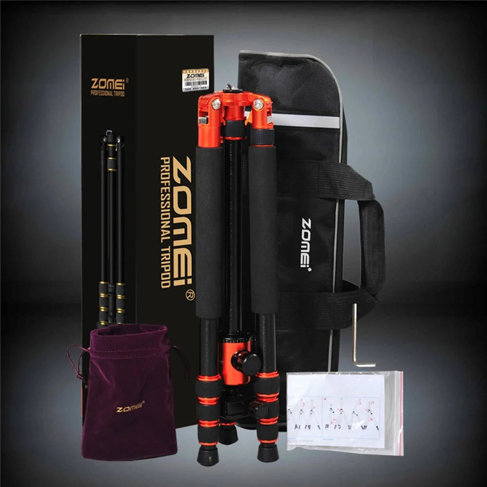 ZOMEI Z818 DSLR Camera Photography Tripod 4-Section Foldable Lightweight Alloy Stand - Gold - 7