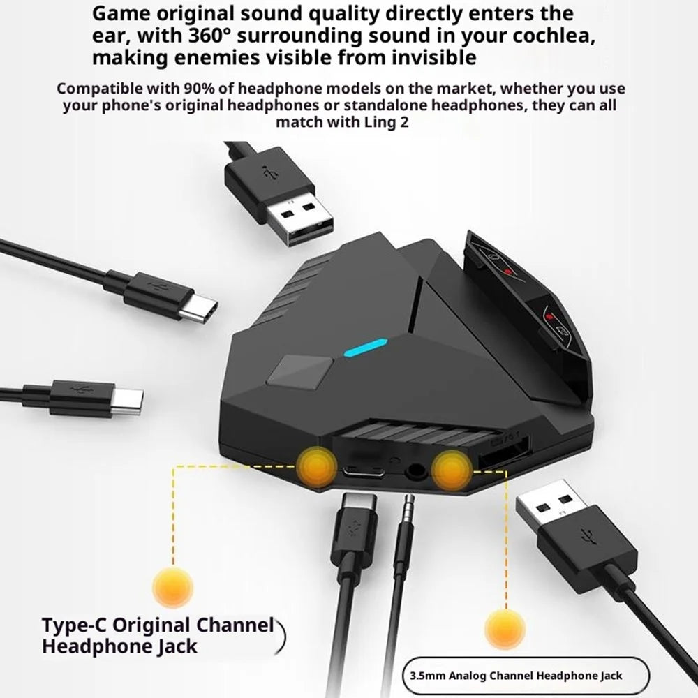 GAMWING Lingzha 2 Pro Gaming Keyboard Mouse Converter Wired + Bluetooth-Compatible Dual Mode Game Adapter for Tablets / Phones PUBG LOL - 7