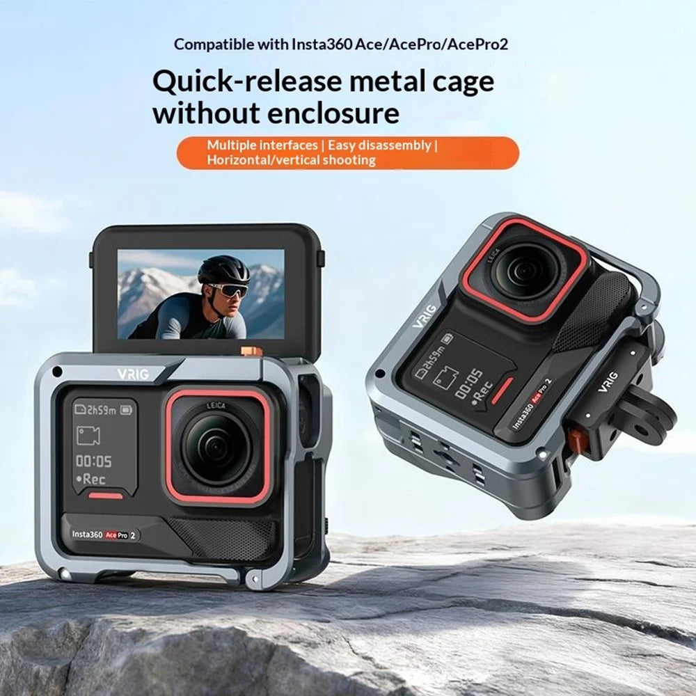 VRIG GA-06 For Insta360 Ace  /  Ace Pro  /  Ace Pro 2 Quick Release Metal Cage Full Protection Camera Cover - 7