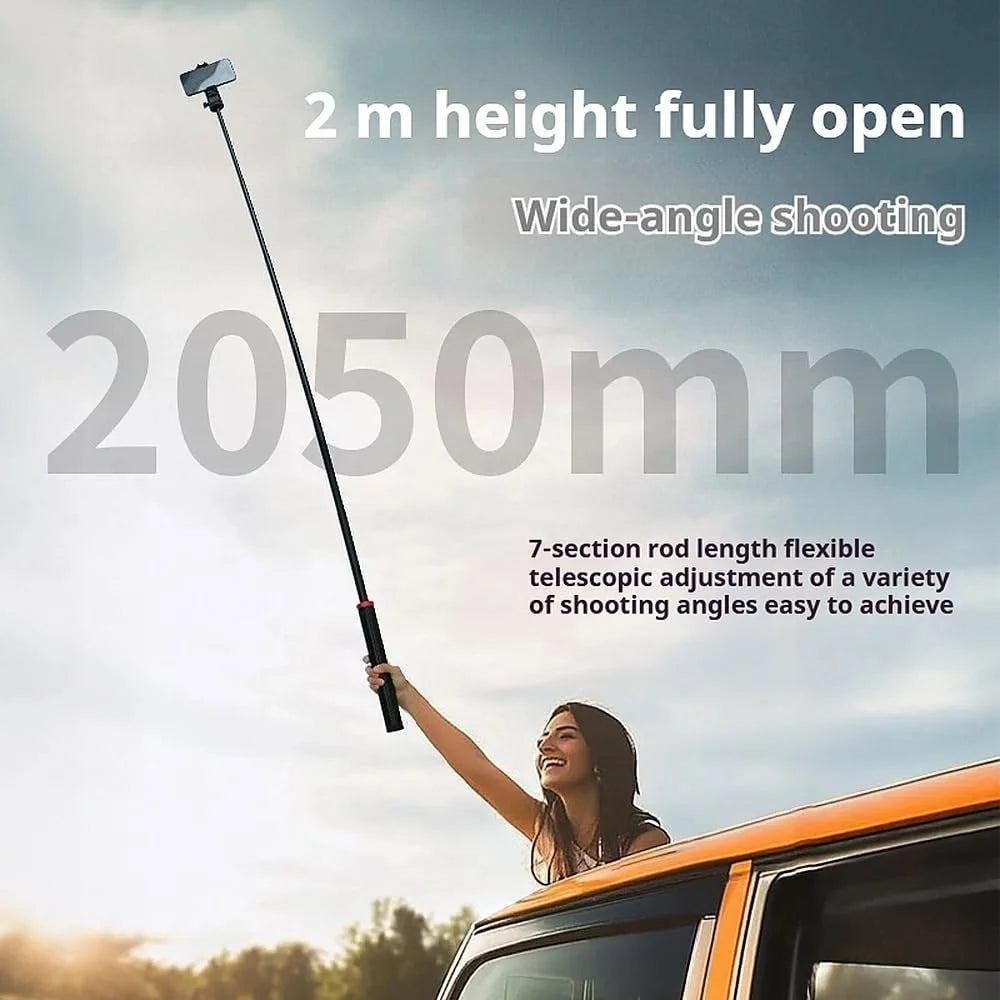 B060 7 Section Telescopic Camera Tripod 6.6ft Aluminum Alloy Portable Travel Stand with Phone Holder - Black - 5