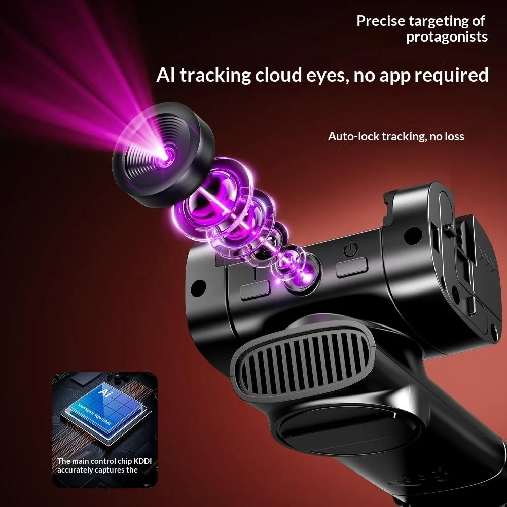Q37 102cm Extendable AI Gimbal Stabilizer Selfie Stick RGB Beauty Light Tripod for Live Streaming - Black - 5