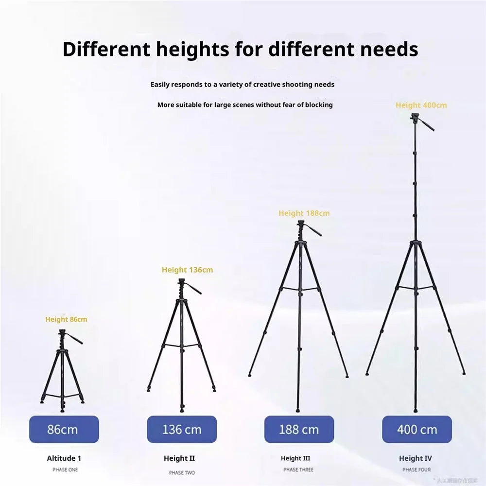 YUNTENG VCT-4000 400cm Extended Professional Camera Tripod Overhead Shooring Hydraulic Damping Head Tripod Stand for DSLR Phone Video - 6