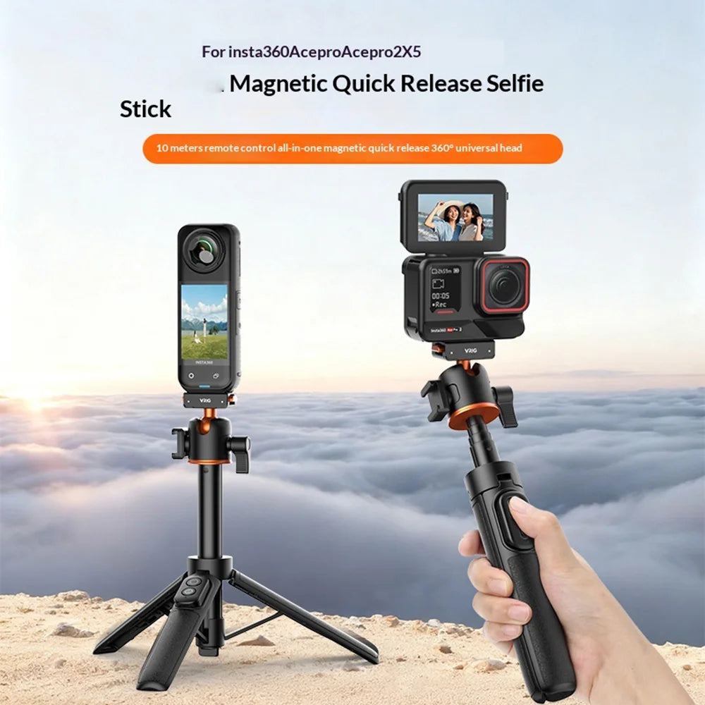 VRIG AC-50 Selfie Stick for Insta360 X5/Ace Pro 2/Ace Pro Magnetic Quick Release Tripod with Bluetooth-compatible Remote (without Fill Light) - A0214-AC-50 - 4