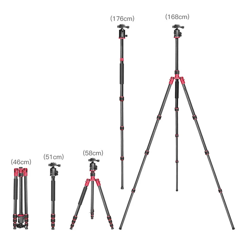 NEEWER N55CR SLR Camera Mobile Phone Live Streaming Monopod Tripod Carbon Fiber Photography Tripod Stand - 6