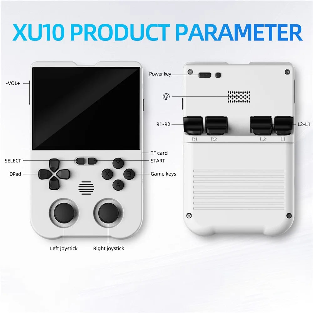 AMPOWN XU10 Dual Joy-Pad Game Machine Retro Handheld Game Console (No TF Card) - White - 7