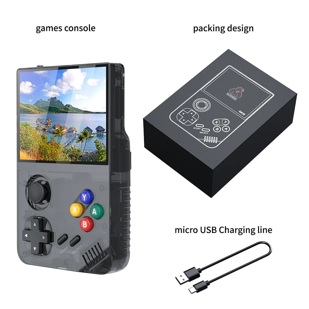 AMPOWN M19 3.5-inch IPS Screen Retro Handheld Game Console 3D Rocker Arcade Gamepad (English Version), with 128G TF Card - Black - 7