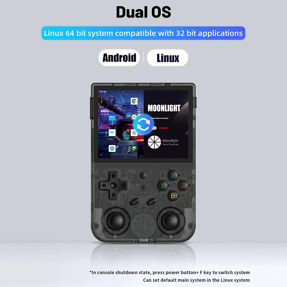 ANBERNIC RG353V 32GB Retro Gamepad Android 11 Linux Handheld Game Console with 3.5 Inch IPS Screen (without TF Card / Games) - Transparent Black - 3