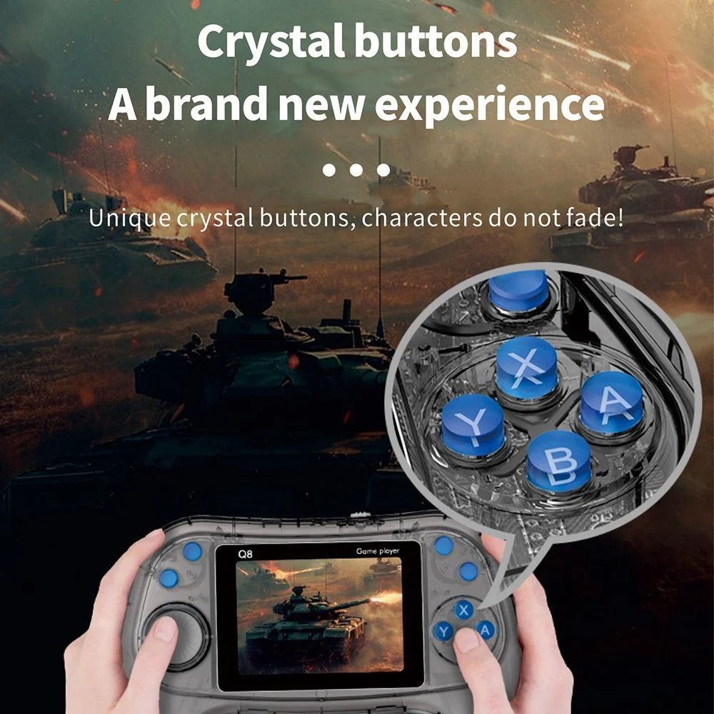 Q8 Retro Game Console with Handheld Controller Built-In 800 Games for 2 Players - Transparent Grey - 2