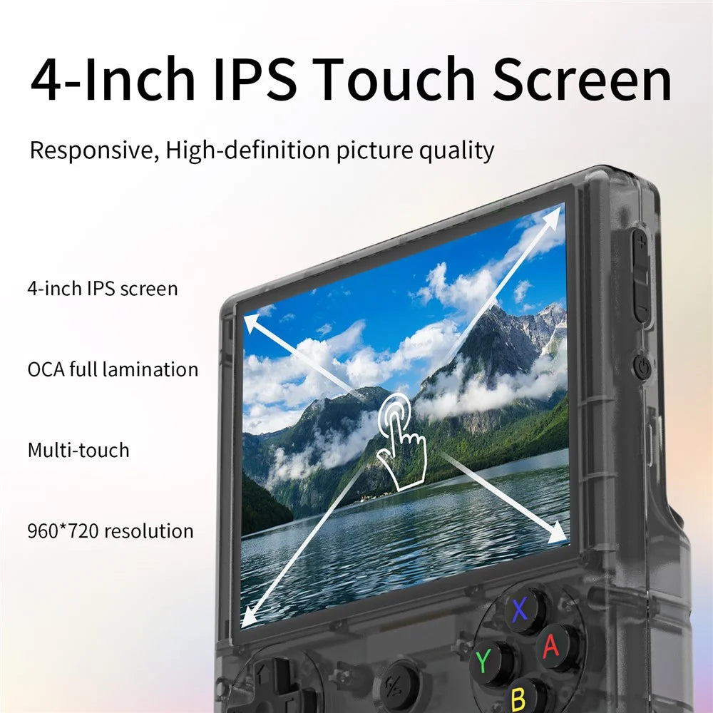 ANBERNIC RG406V Handheld Game Console 4 inch 960*720P IPS Touch Screen 128G Android 13 Game Console with 256G Card - Transparent Black - 2