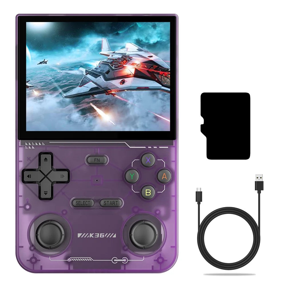 K36 Open Source Handheld Linux Gaming Console Nostalgic Arcade Game Machine with 64G Memory Card - Purple - 1