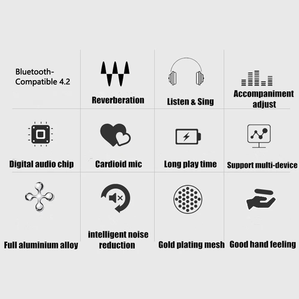 K6 2 in 1 Wireless Microphone Bluetooth-Compatible Speaker with LED Light HiFi Sound Reverb Effect Karaoke Device - Pink - 3