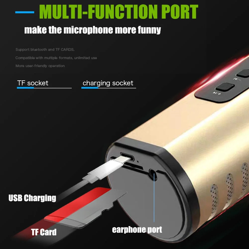 K6 2 in 1 Wireless Microphone Bluetooth-Compatible Speaker with LED Light HiFi Sound Reverb Effect Karaoke Device - Pink - 6