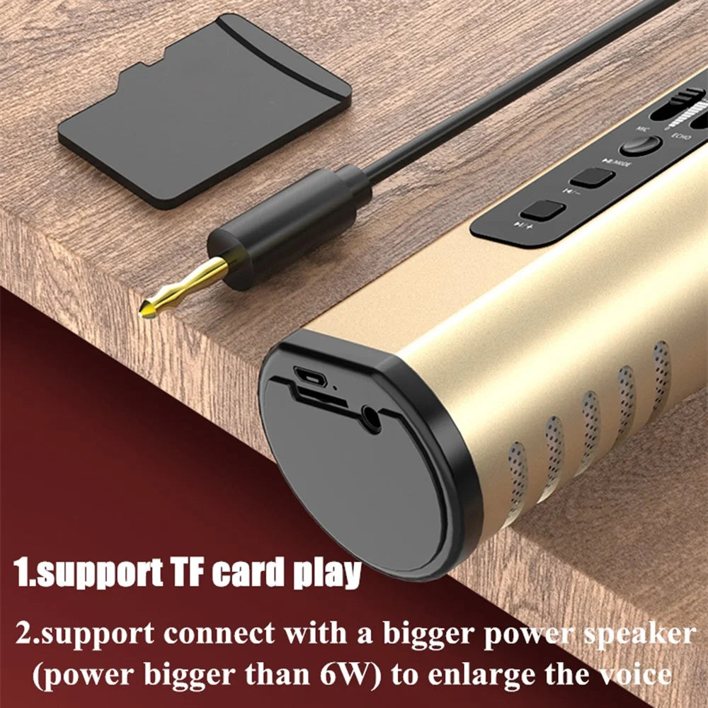 K6 2 in 1 Wireless Microphone Bluetooth-Compatible Speaker with LED Light HiFi Sound Reverb Effect Karaoke Device - Pink - 7
