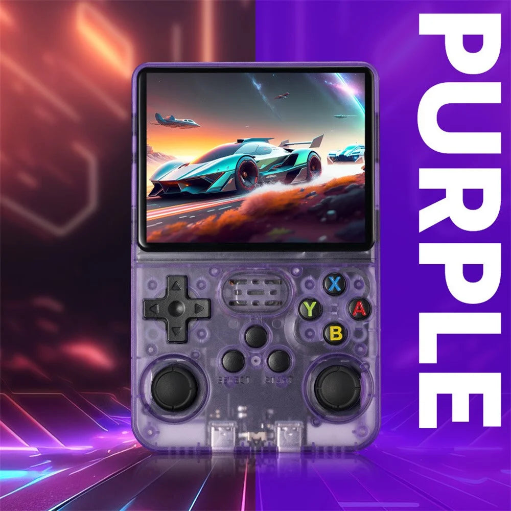 R36s Open Source Handheld Game Console 3.5 Inch HD Screen Portable Retro Gamepad with PSP Emulator, 64GB Card - White - 3