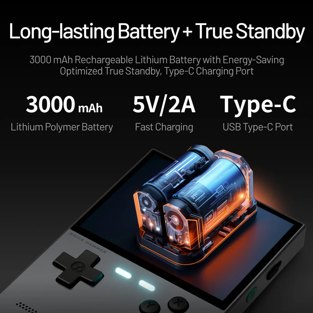 TRIMUI BRICK Hammer Handheld Video Game Console 3.2 Inch IPS Screen Retro Arcade Gamepad, without TF Card - Black - 4