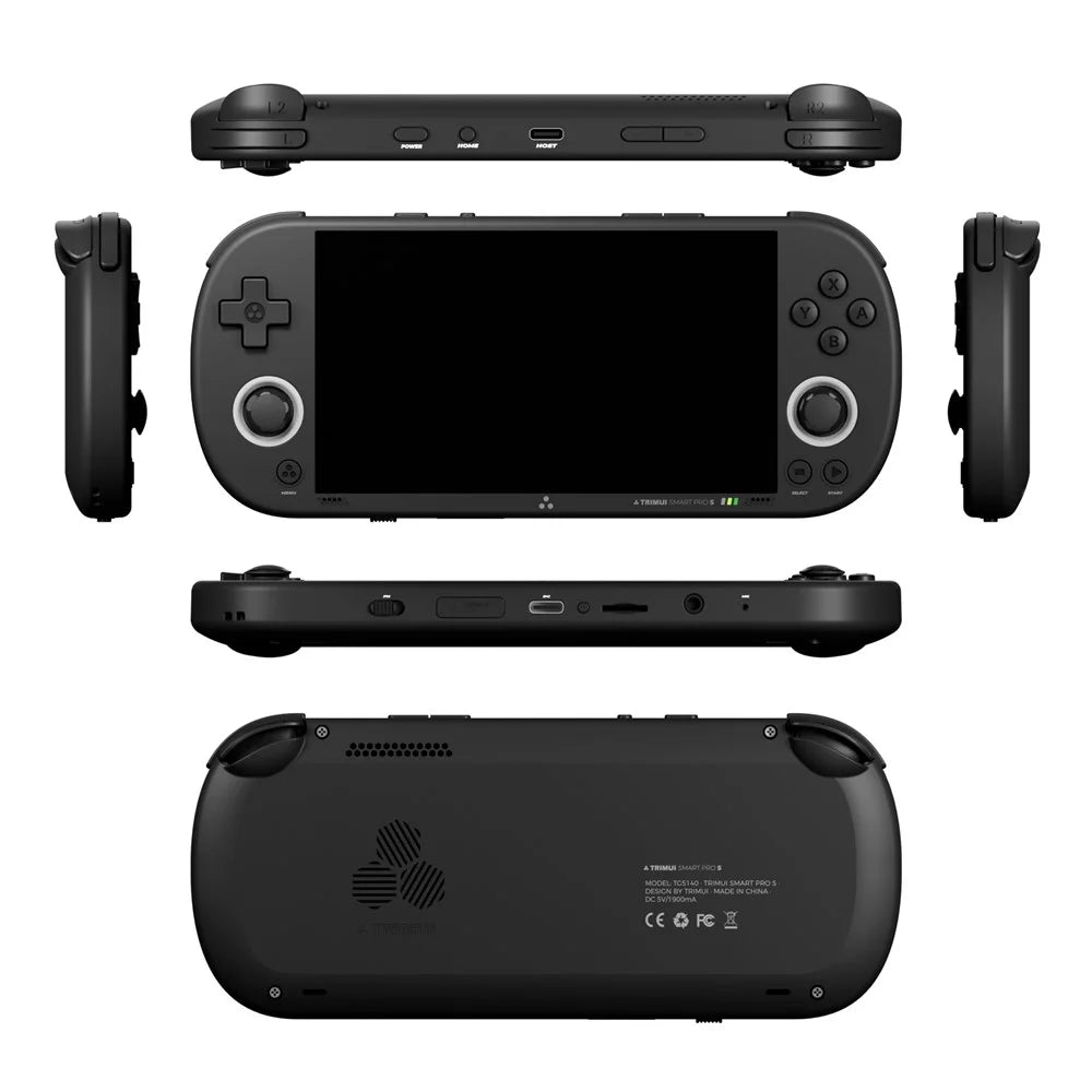 TRIMUI Smart Pro S TG5050 4.96 inch IPS Screen Retro Game Console Bluetooth-Compatible Handheld Gaming Console, 64GB Card - Black - 2