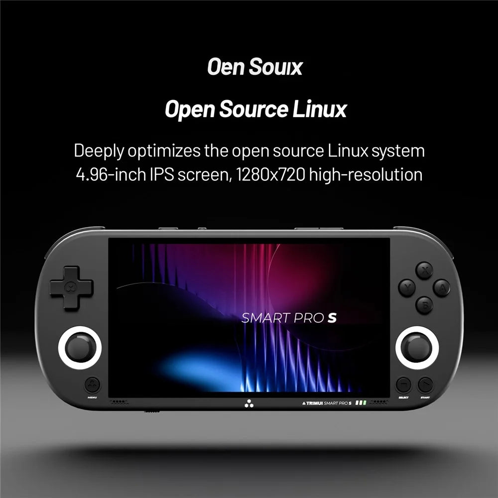 TRIMUI Smart Pro S TG5050 4.96 inch IPS Screen Retro Game Console Bluetooth-Compatible Handheld Gaming Console, 64GB Card - Black - 3