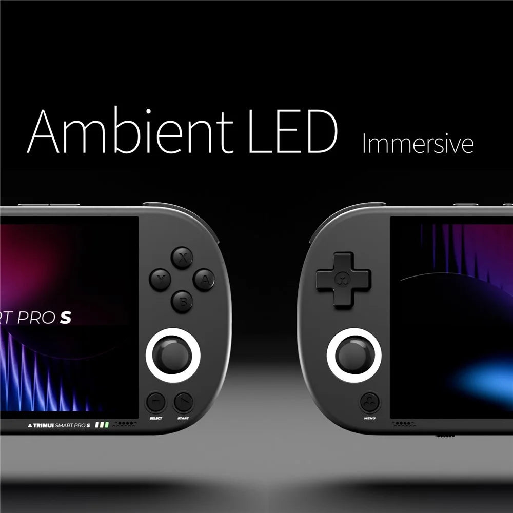 TRIMUI Smart Pro S TG5050 4.96 inch IPS Screen Retro Game Console Bluetooth-Compatible Handheld Gaming Console, 64GB Card - Black - 4