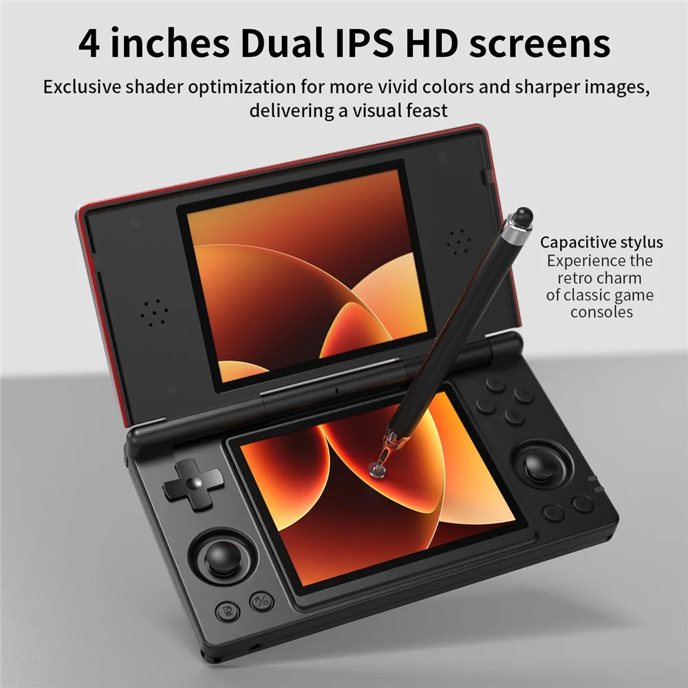 ANBERNIC RG DS Handheld Game Console Retro Arcade Android Open Source Console with Dual IPS Screens (3+32G) without Games - Red  /  Black - 3