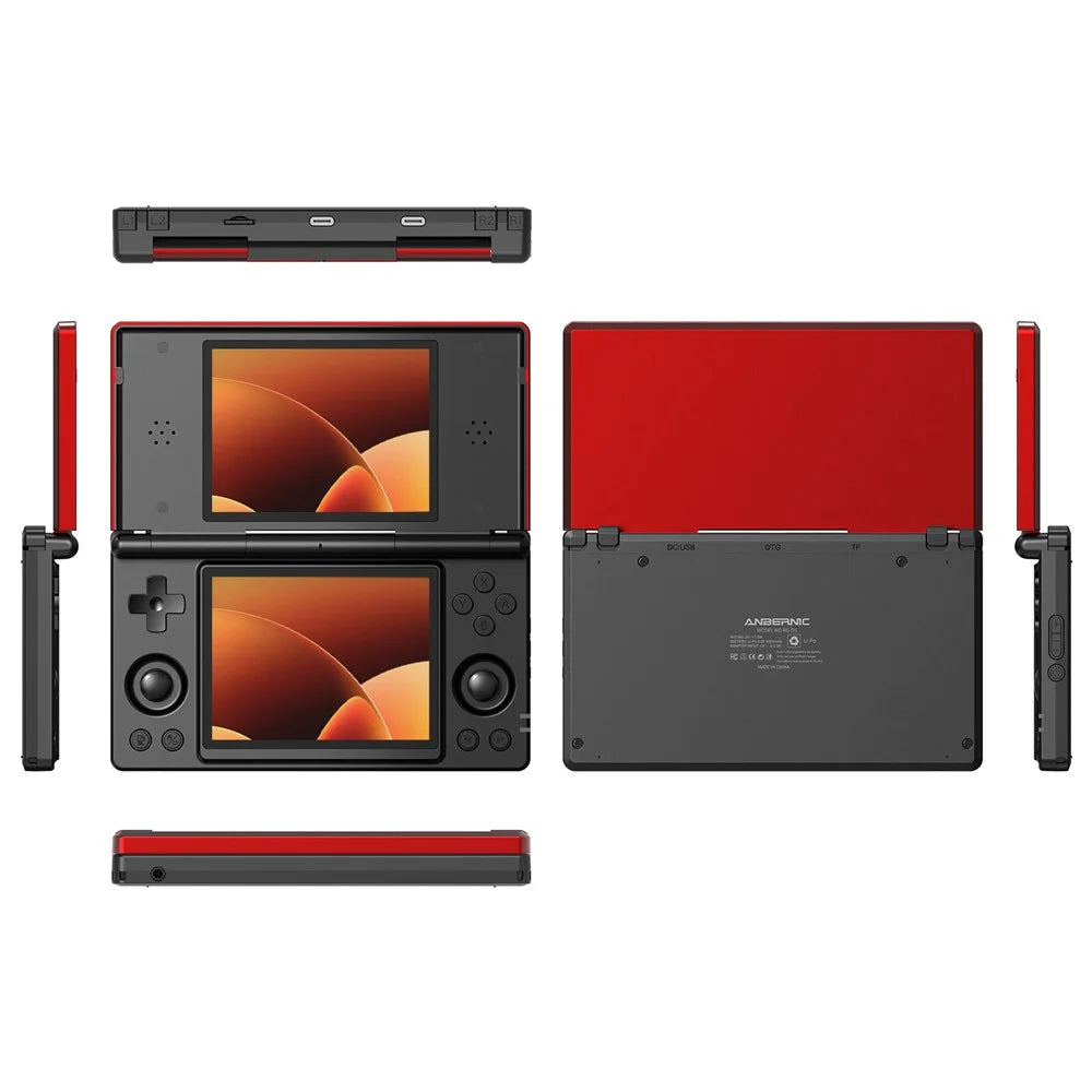 ANBERNIC 128G RG DS Handheld Game Console Retro Arcade Android Open Source Console with Dual IPS Screens - Red  /  Black - 1