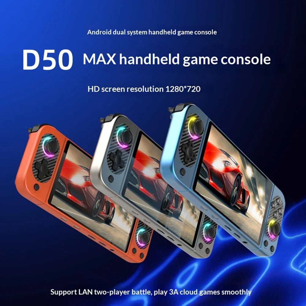 D50MAX Retro Gamepad without TF Card 5 Inch IPS Touch Screen Android Handheld Gaming Console with RGB Light - Orange - 4