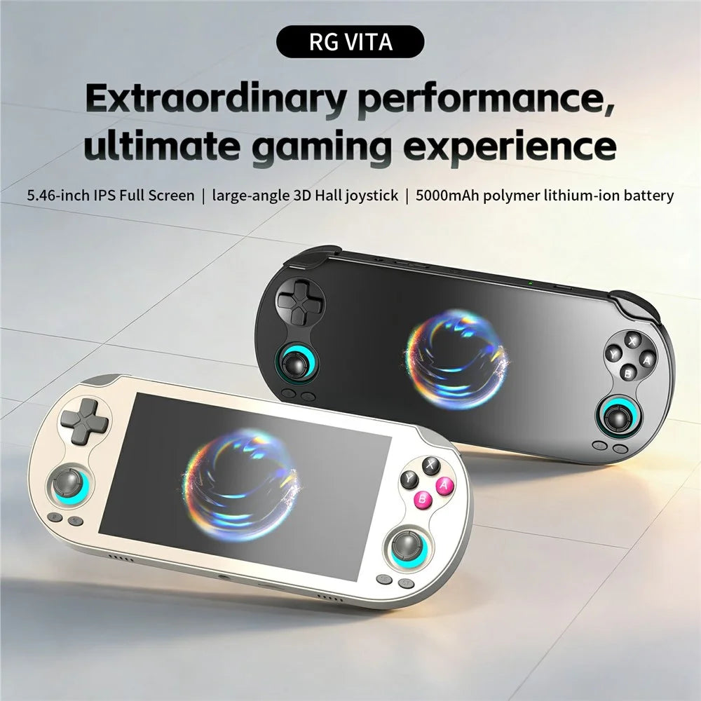 ANBERNIC RG VITA 5.46 Inch IPS Gaming Handheld Game Console Built in 3GB+64GB Streaming Android 12 T618 Octa-Core Competitive Gaming Machine - White - 2