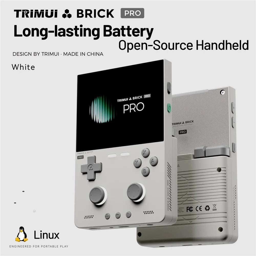 TRIMUI Brick Pro Handheld Game Console without TF Card Dual Hall Joysticks 3.95 inch IPS Screen Linux Retro Gamepad - White - 4