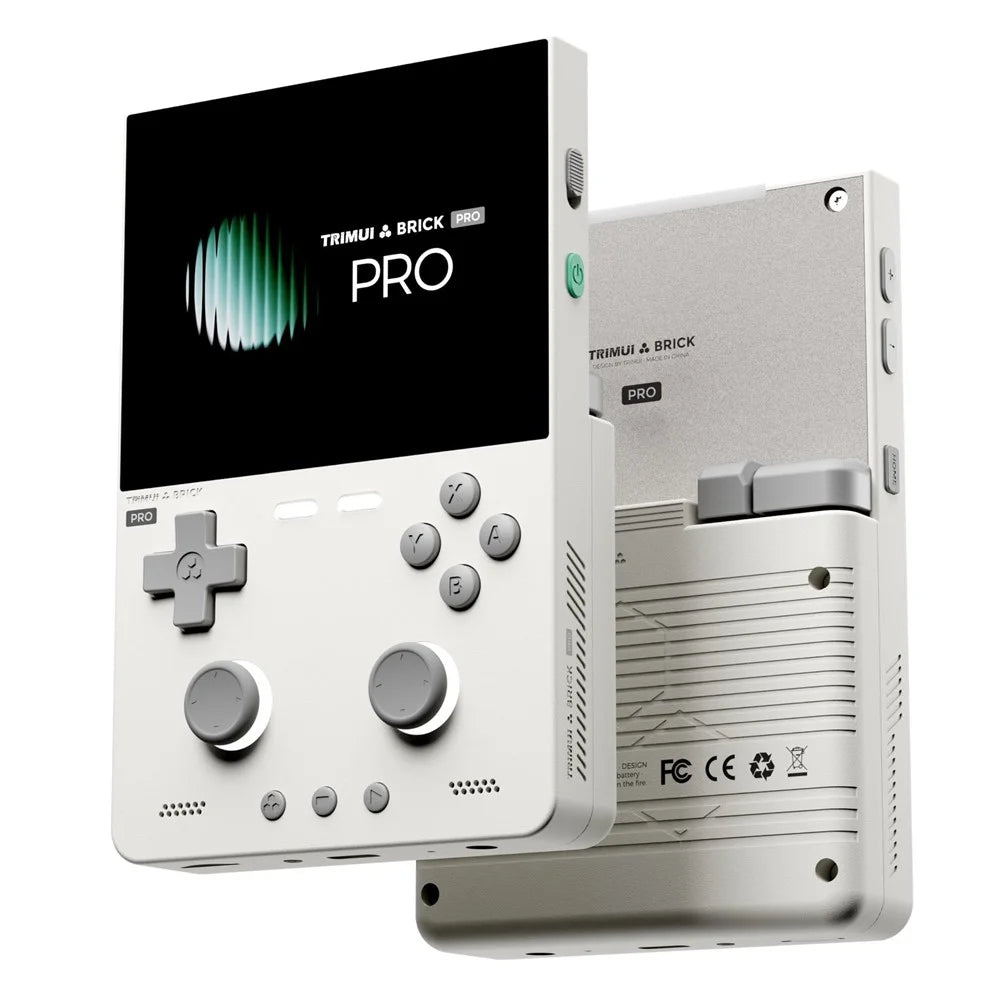 TRIMUI Brick Pro Handheld Game Console with 64GB TF Card Dual Hall Joysticks 3.95 inch IPS Screen Linux Retro Gamepad - White - 1
