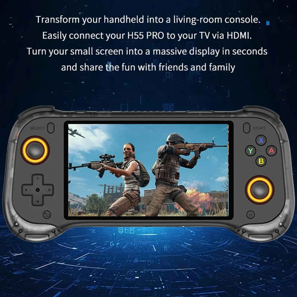 H55 PRO Handheld Game Console with 64GB TF Card 5.5 Inch IPS Screen Dual Joysticks WiFi Retro Gamepad - Iridescent Purple - 5