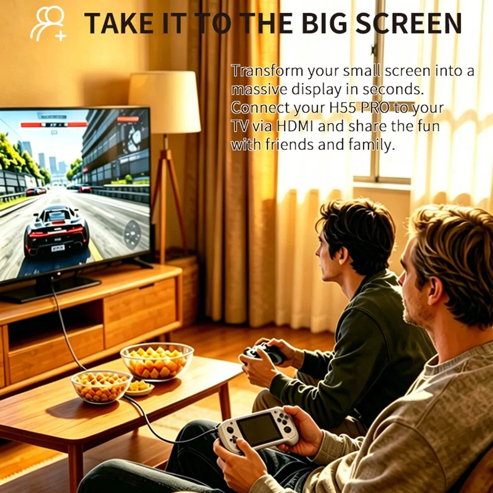 H55 PRO Handheld Game Console with 64GB TF Card 5.5 Inch IPS Screen Dual Joysticks WiFi Retro Gamepad - Iridescent Purple - 6