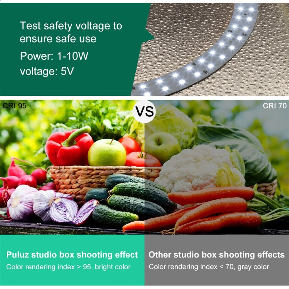 PULUZ PU5032B Portable 30cm Photo Studio Box Foldable Ring LED Light Photography Softbox Shooting Tent with 6 Colors Background - 5