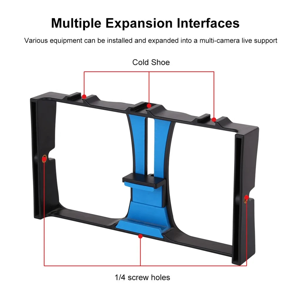 PULUZ PKT3085 Handheld Cage Frame Ring Light Set Cell Phone Photography Accessories with Tripod/Microphone for Live Streaming - Blue - 4
