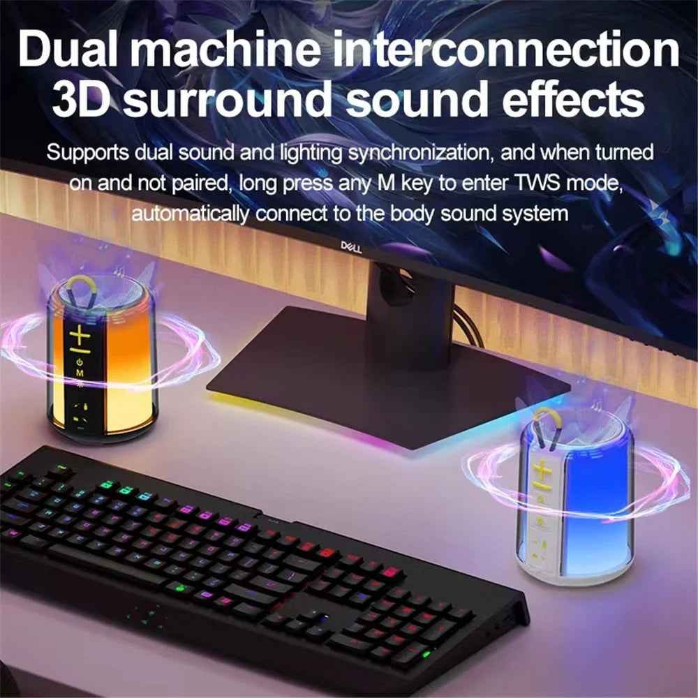 S16 Outdoor Mini TWS Bluetooth-compatible Speaker FM Radio Colorful Light Portable Subwoofer - 3