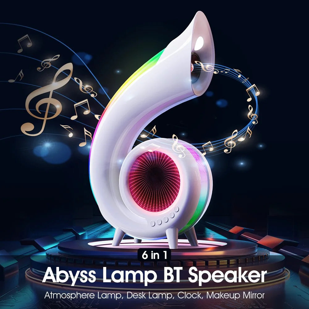 G69 Retro Conch Bluetooth-compatible Speaker Abyss Lamp Multi-Function Alarm Clock Makeup Mirror with RGB Light - 4