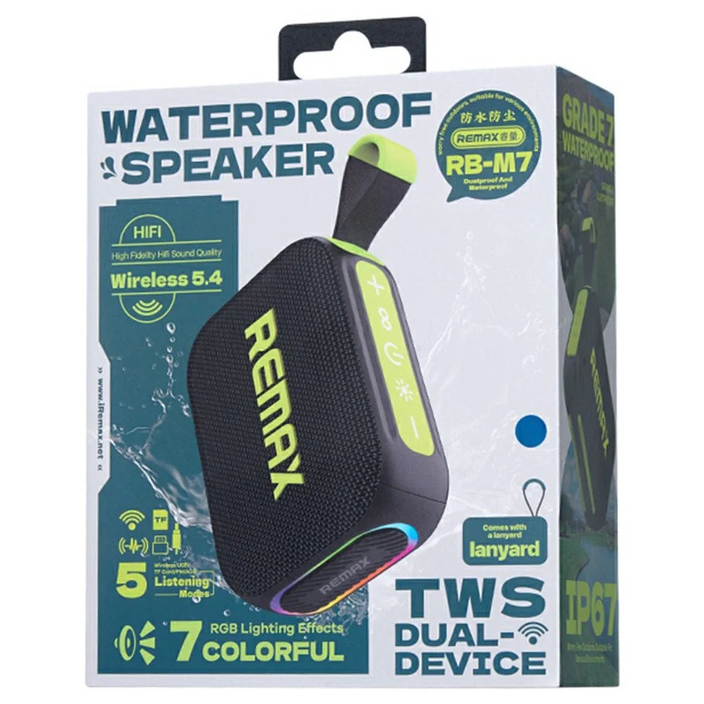 REMAX RB-M7 Portable Wireless Speaker IP67 Waterproof RGB Light TWS HiFi Sound Loudspeaker - Black - 2