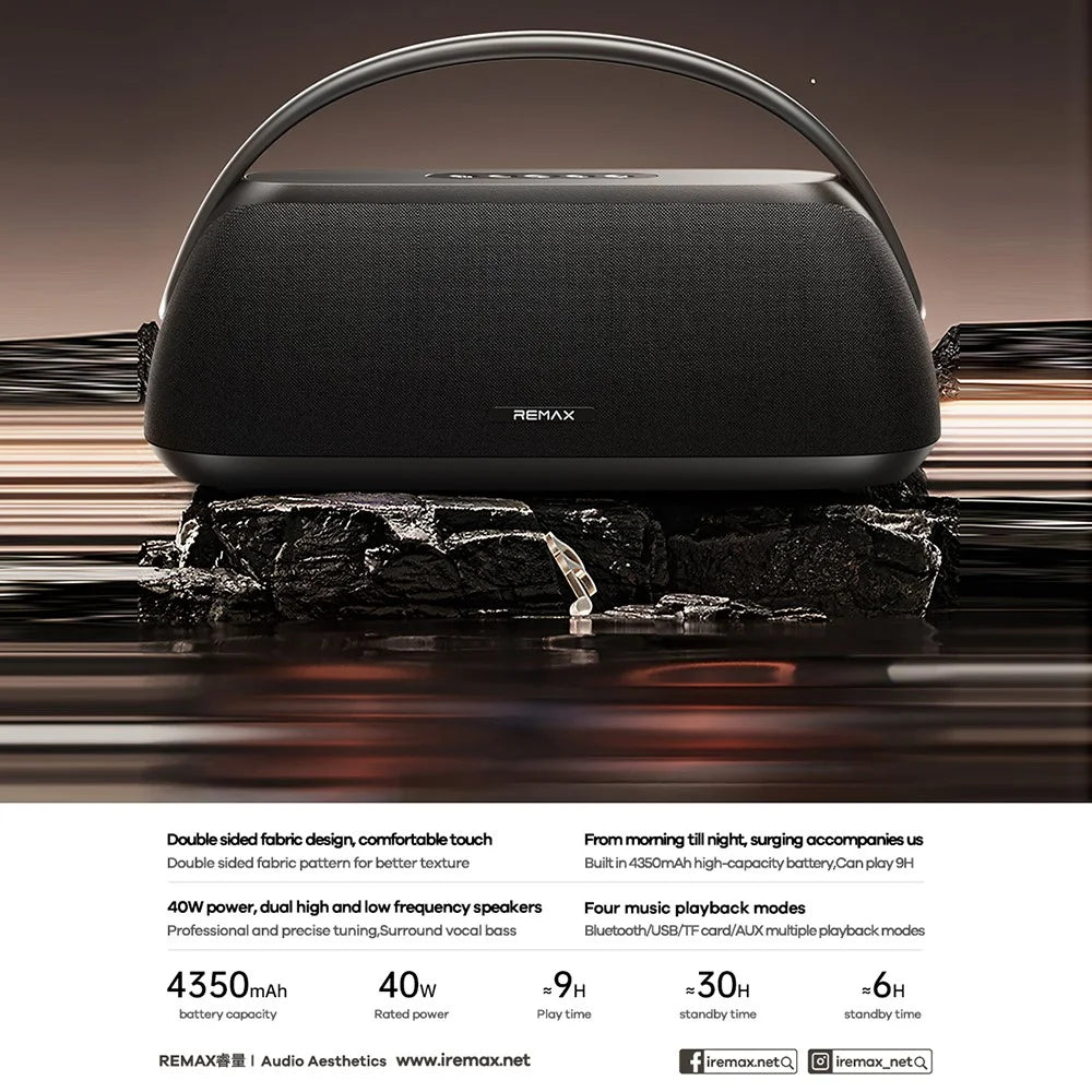 REMAX RB-M28 Wireless Portable Speaker Bluetooth-Compatible 40W High Power TWS Pairing Speaker - 2