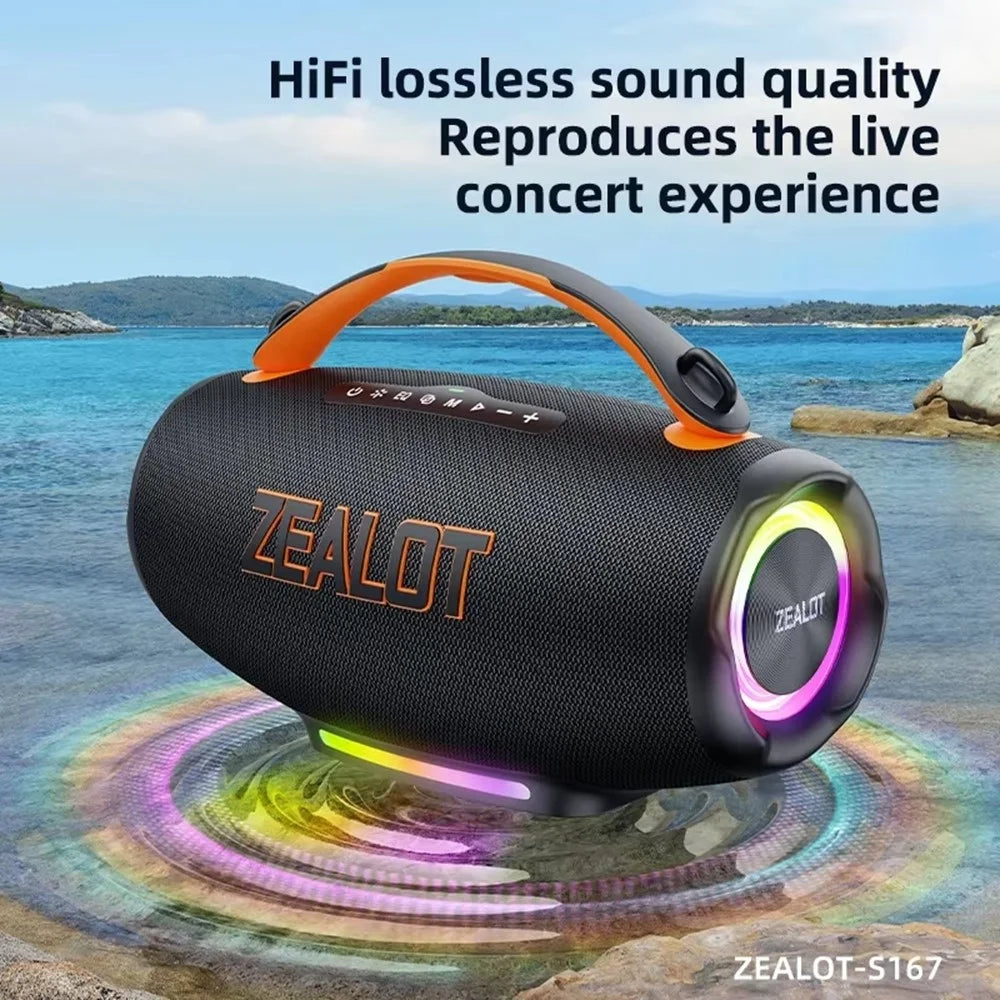 ZEALOT S167 100W Portable Bluetooth-Compatible Speaker IPX5 Waterproof Outdoor Wireless Subwoofer with Colorful RGB Lights - Black - 2
