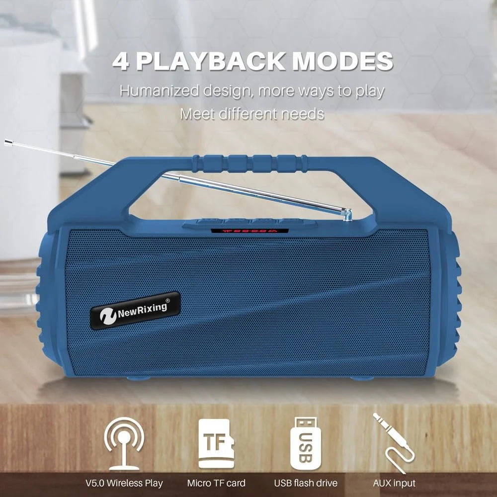 NEWRIXING NR4025 Wireless Bluetooth-compatible Speaker Portable TWS Speaker 10W Stereo Sound Amp Support TF Card/FM - Black - 4