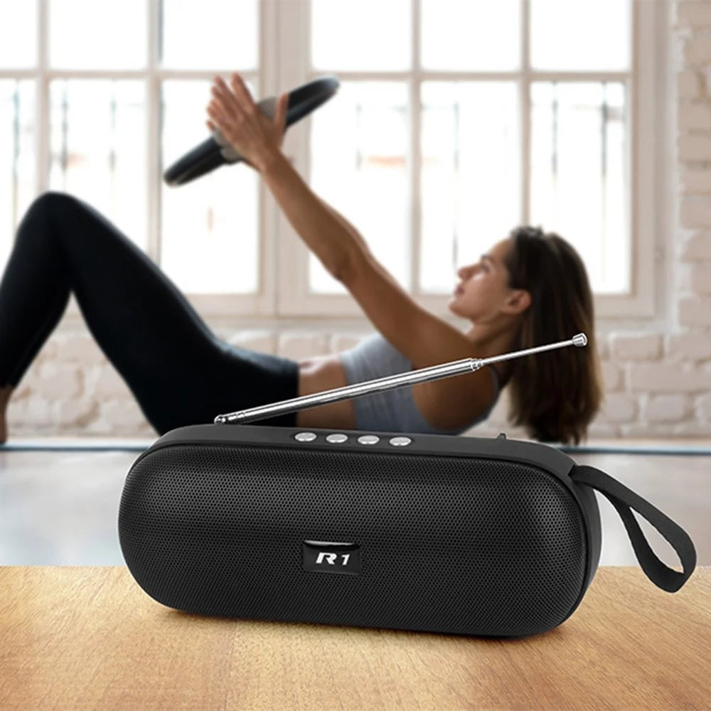 R1 FM Radio Portable Speaker TWS Bluetooth-compatible Bass Sound Subwoofer - Black - 2