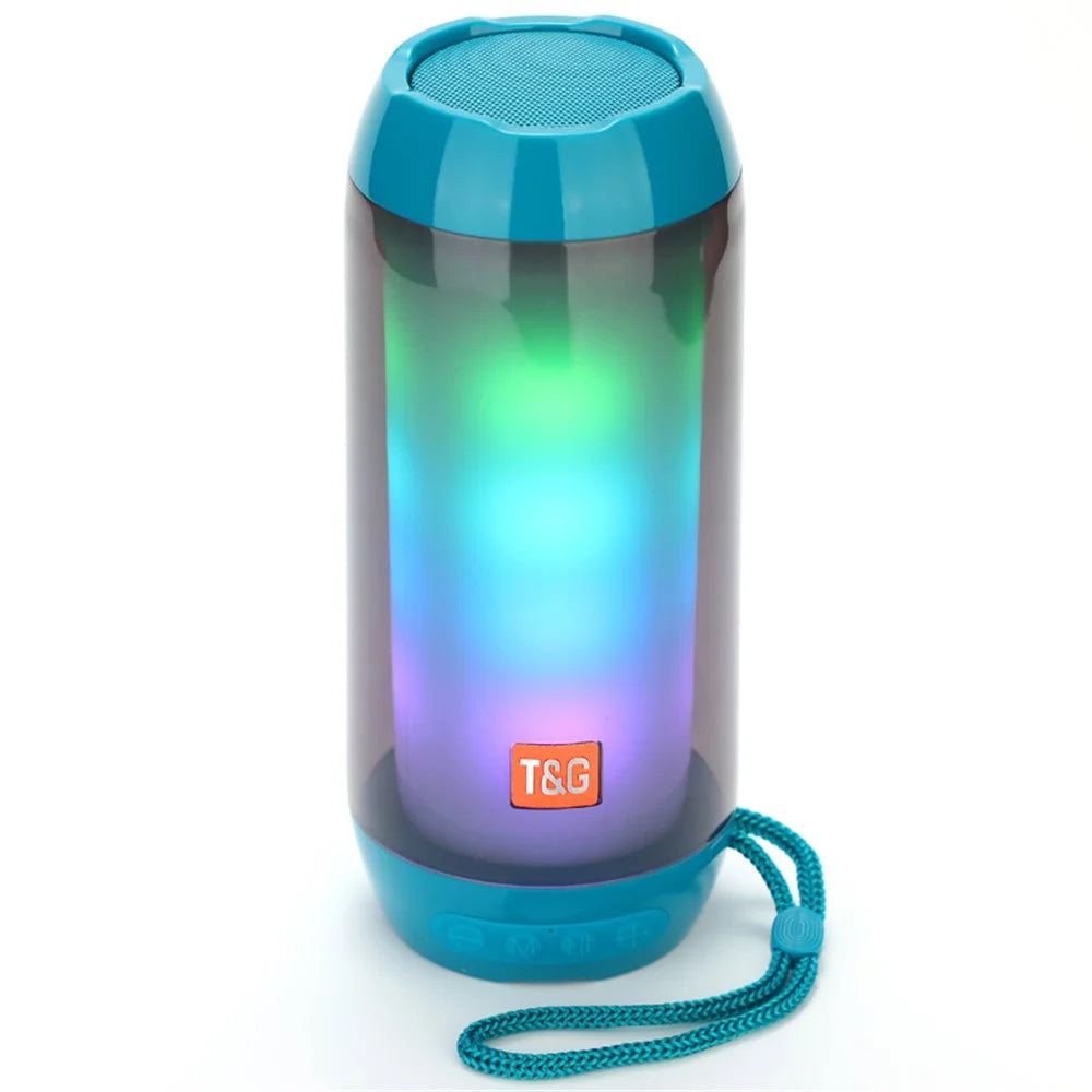 T&G TG643 Portable Bluetooth-compatible Column Speaker Wireless Waterproof Speaker Subwoofer Outdoor Bass Loudspeaker with LED Light (CE Certified) - Baby Blue - 1