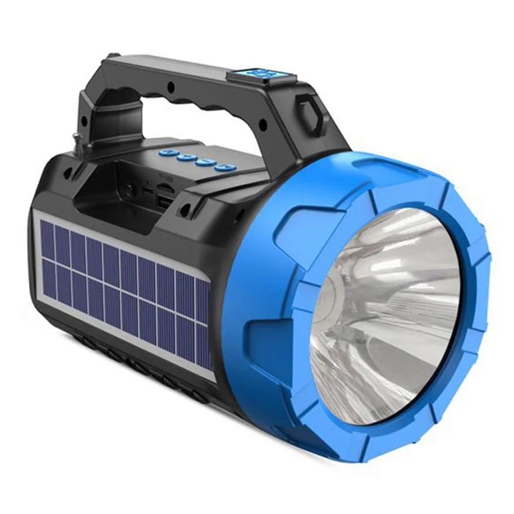 BDL-235 Portable Outdoor Solar Rechargeable Bluetooth-compatible Speaker LED Flashlight FM Radio Wireless Music Subwoofer Support TF / U-disk / AUX - Blue - 1