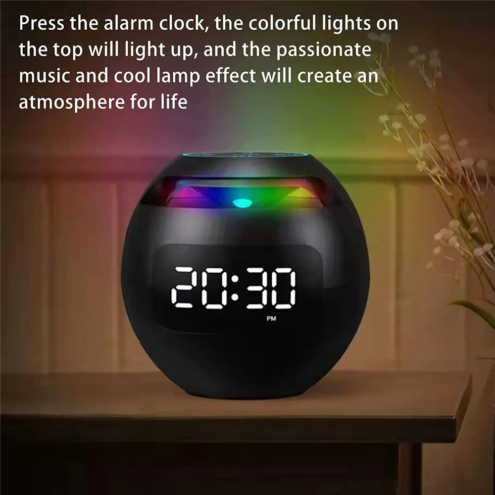G-90Q Portable Wireless Bluetooth-compatible Speaker Ball Shape Alarm Clock FM Radio Smart Subwoofer (English / Sensing Version) - Black - 3