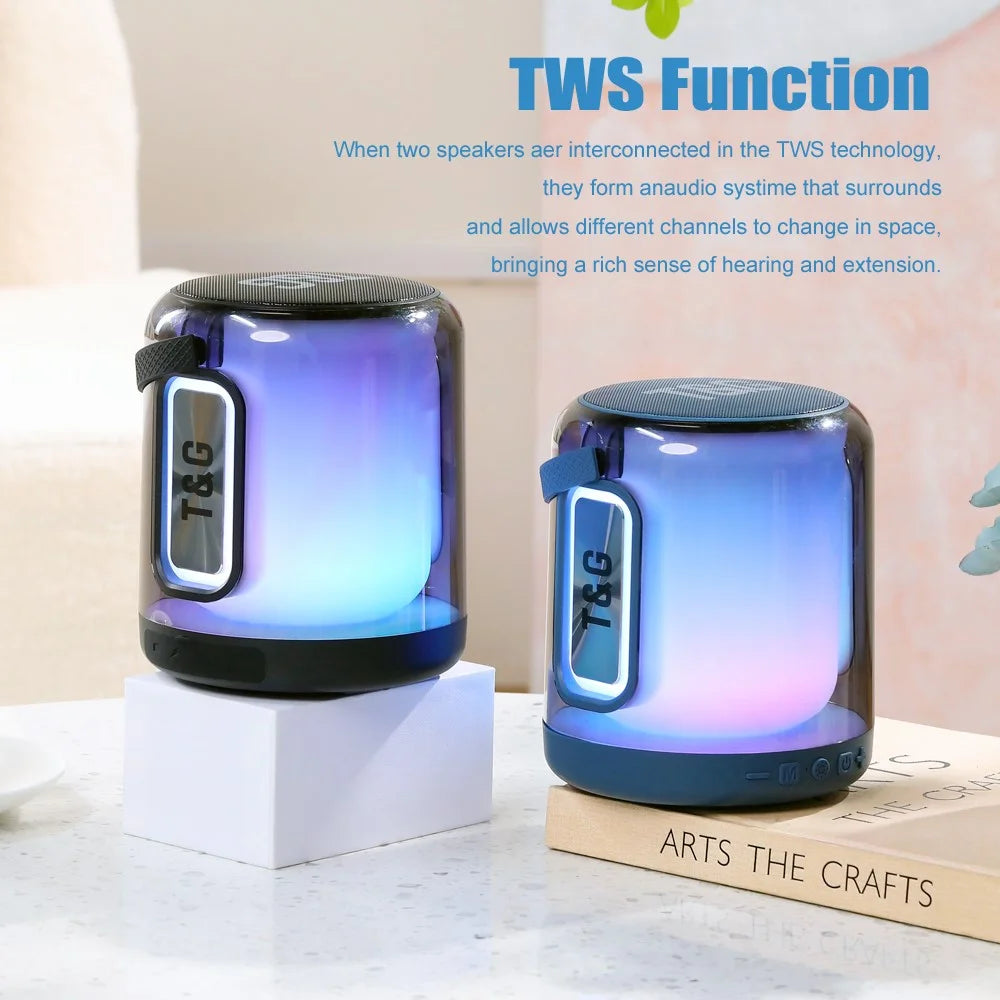 T&G TG376 RGB LED Breathing Light Rechargeable Bluetooth-compatible Speaker Portable Wireless Stereo Subwoofer - Grey - 4