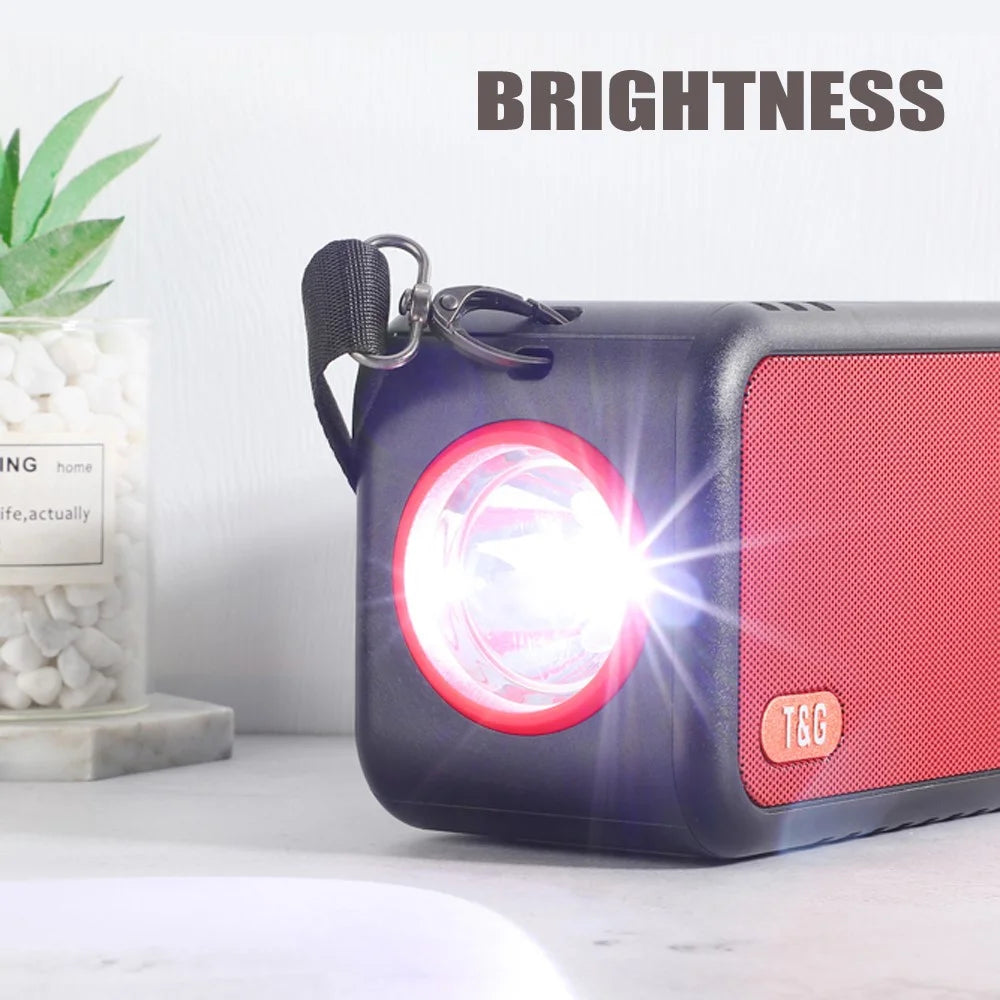 T&G TG637 Solar Rechargeable Bluetooth-compatible Speaker Outdoor FM Radio TF Card Stereo Subwoofer with LED Flashlight - Black - 5