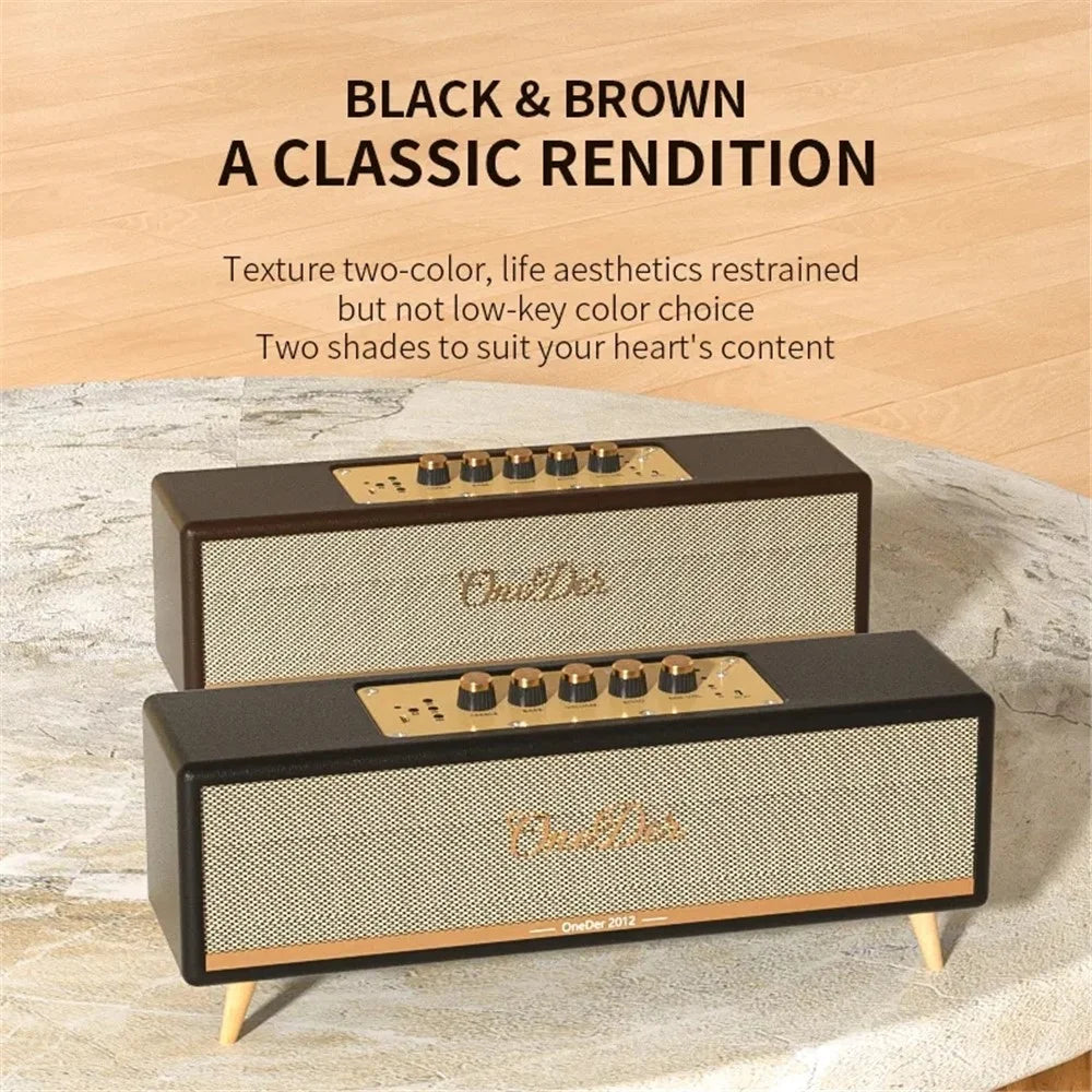 ONEDER D8 Vintage Bluetooth-compatible Speaker with TF / USB / FM, Wood Grain Wireless Speaker - Brown - 2