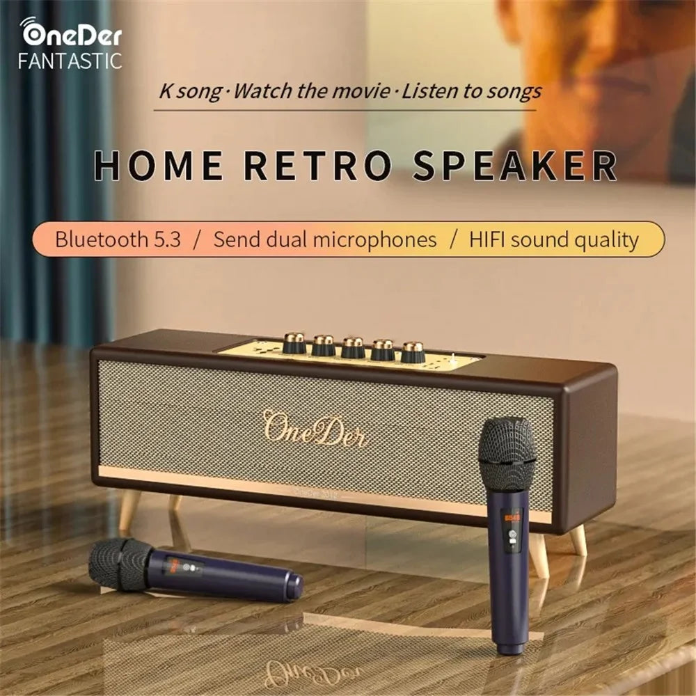 ONEDER D8 Vintage Bluetooth-compatible Speaker with TF / USB / FM, Wood Grain Wireless Speaker - Brown - 3