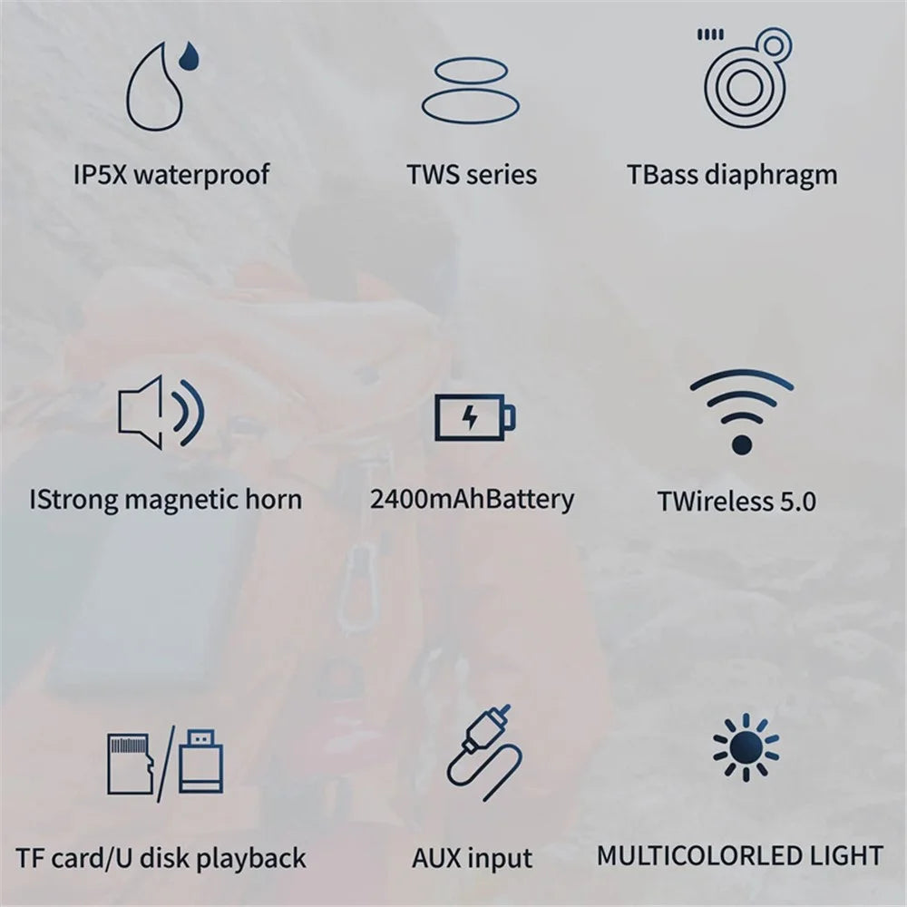 HOPESTAR Partyone Mini Wireless Speaker Waterproof TWS Speaker with Colorful Lights - Black - 7