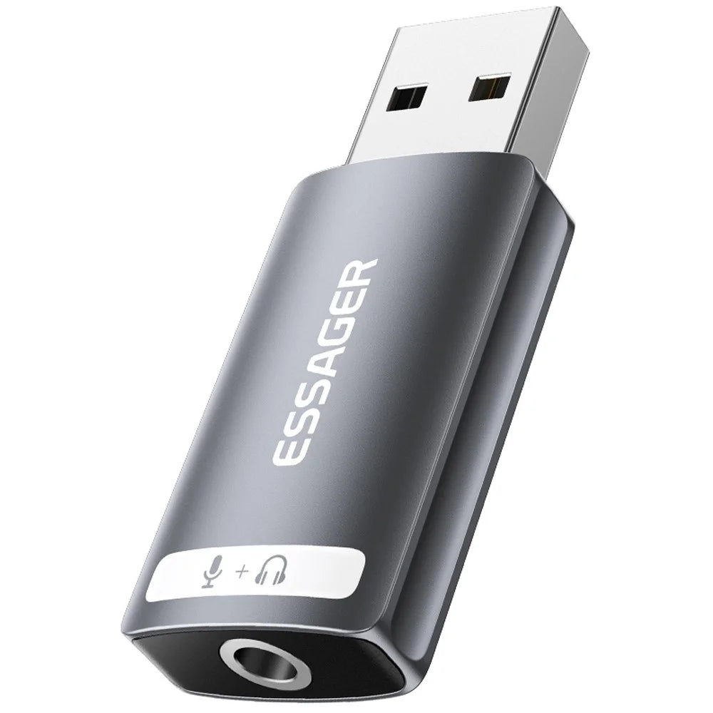 ESSAGER USB to Single 3.5mm Audio Adapter Headset External Stereo Sound Card Converter - 1