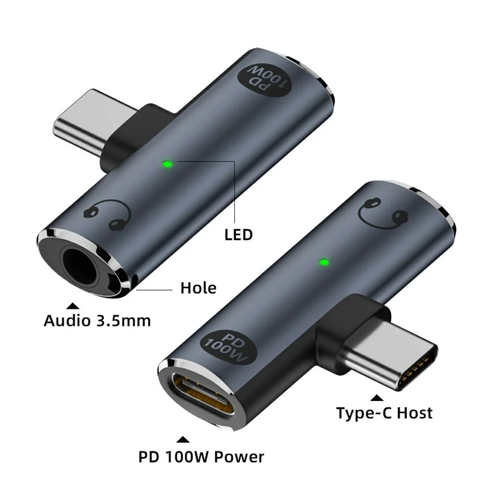 UC-075-PD Type-C to 3.5mm Audio DAC AUX Music + 100W PD Power CS201 Chip Adapter for Laptop Tablet Phone - 2