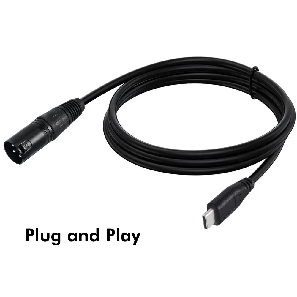 JUNSUNMAY 1m Type-C Male to XLR Male Cable Microphone Audio Adapter for Mobile Phones  /  Tablets  /  Laptops  /  Computers - 3